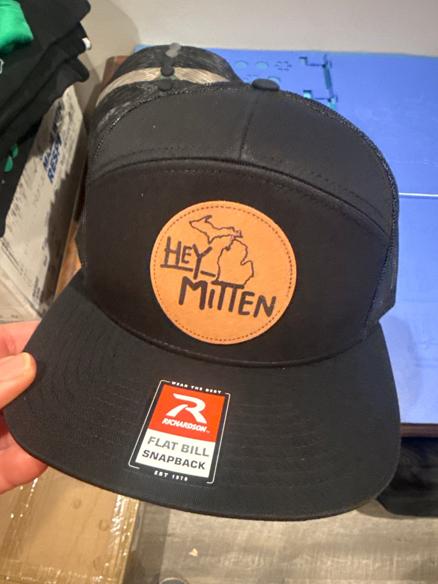 Hey Mitten Leather Flat Bill Hat