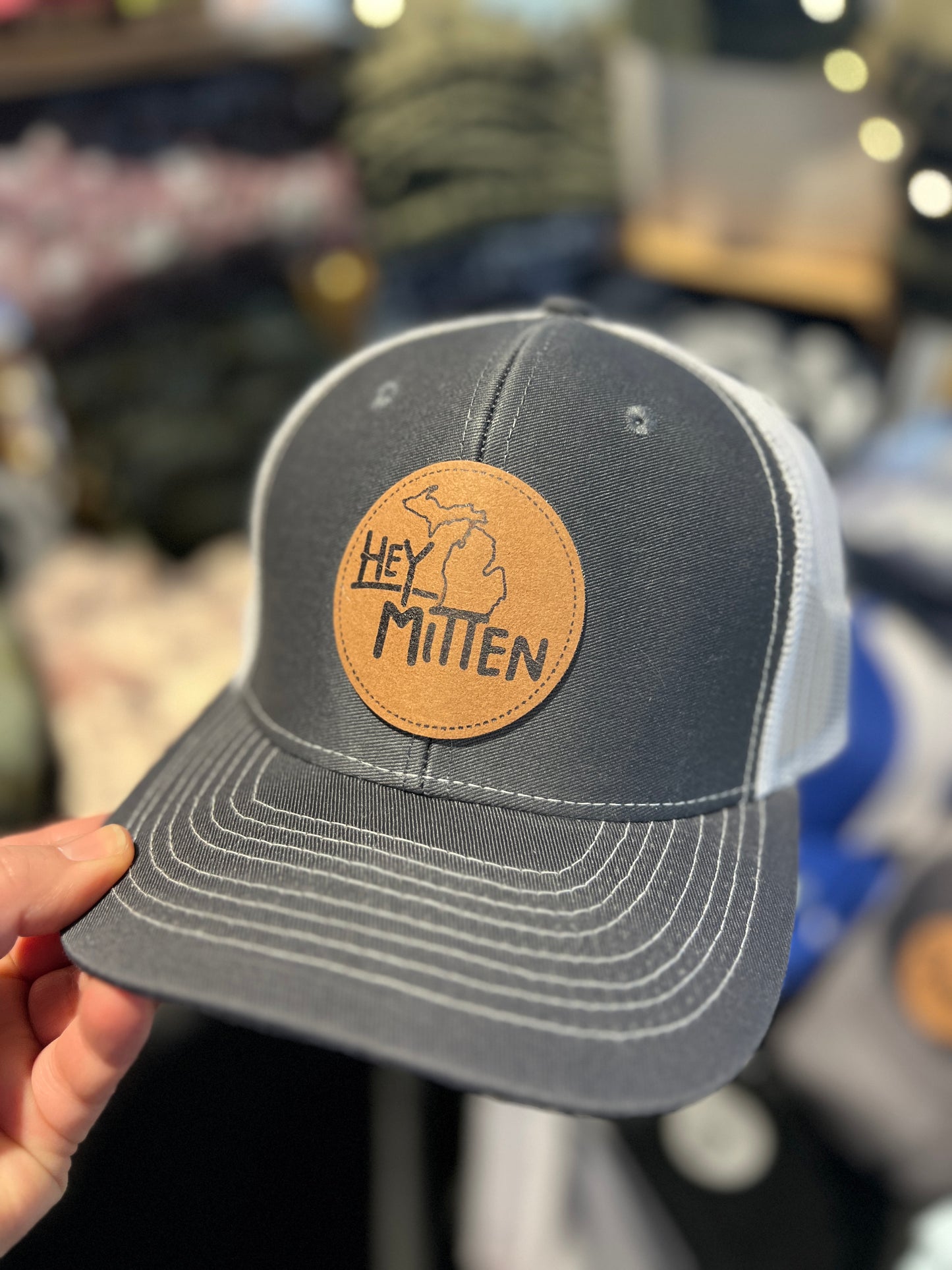Hey Mitten Leather Patch Baseball Hat