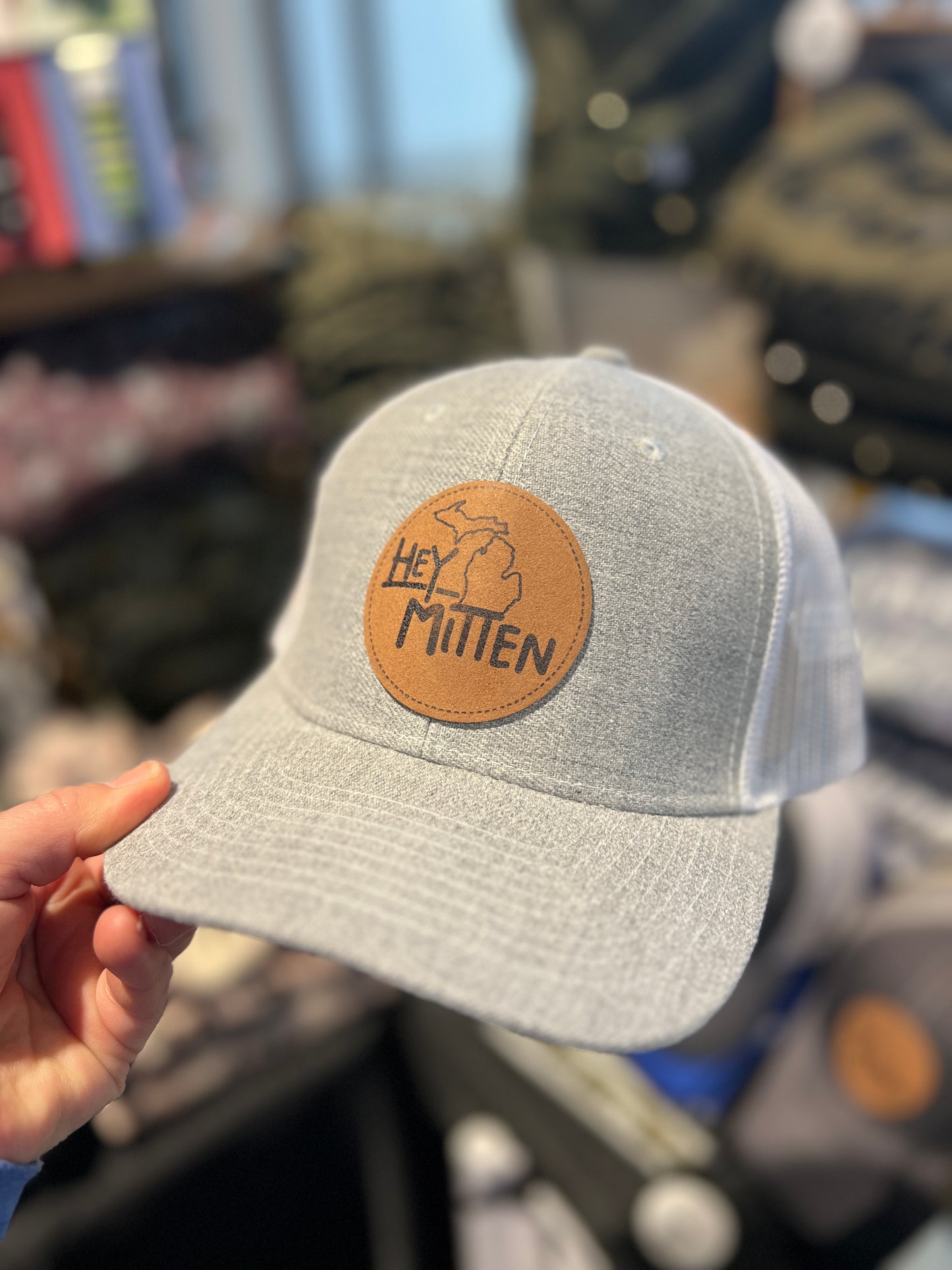 Hey Mitten Leather Patch Baseball Hat