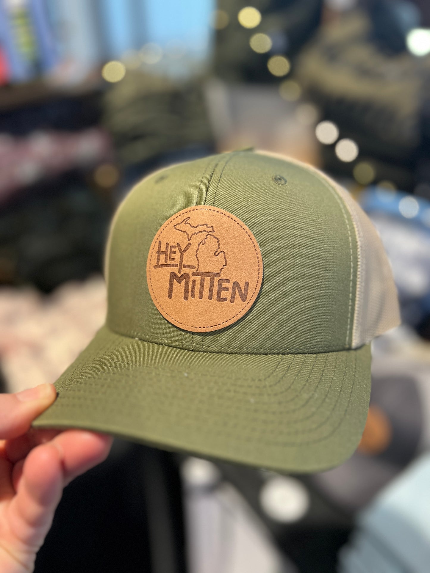 Hey Mitten Leather Patch Baseball Hat