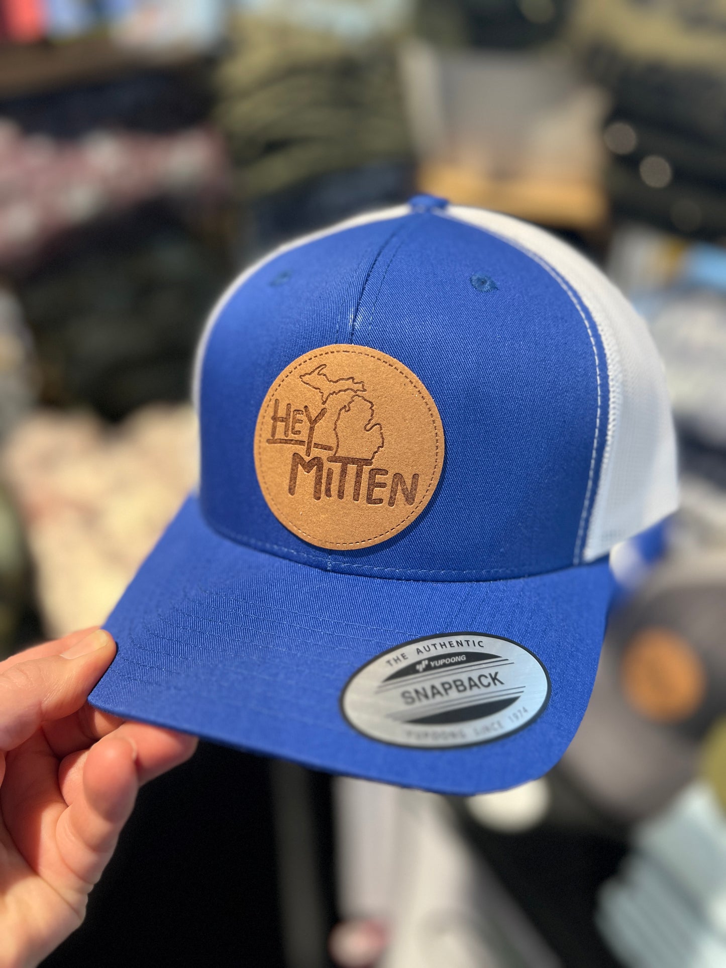 Hey Mitten Leather Patch Baseball Hat