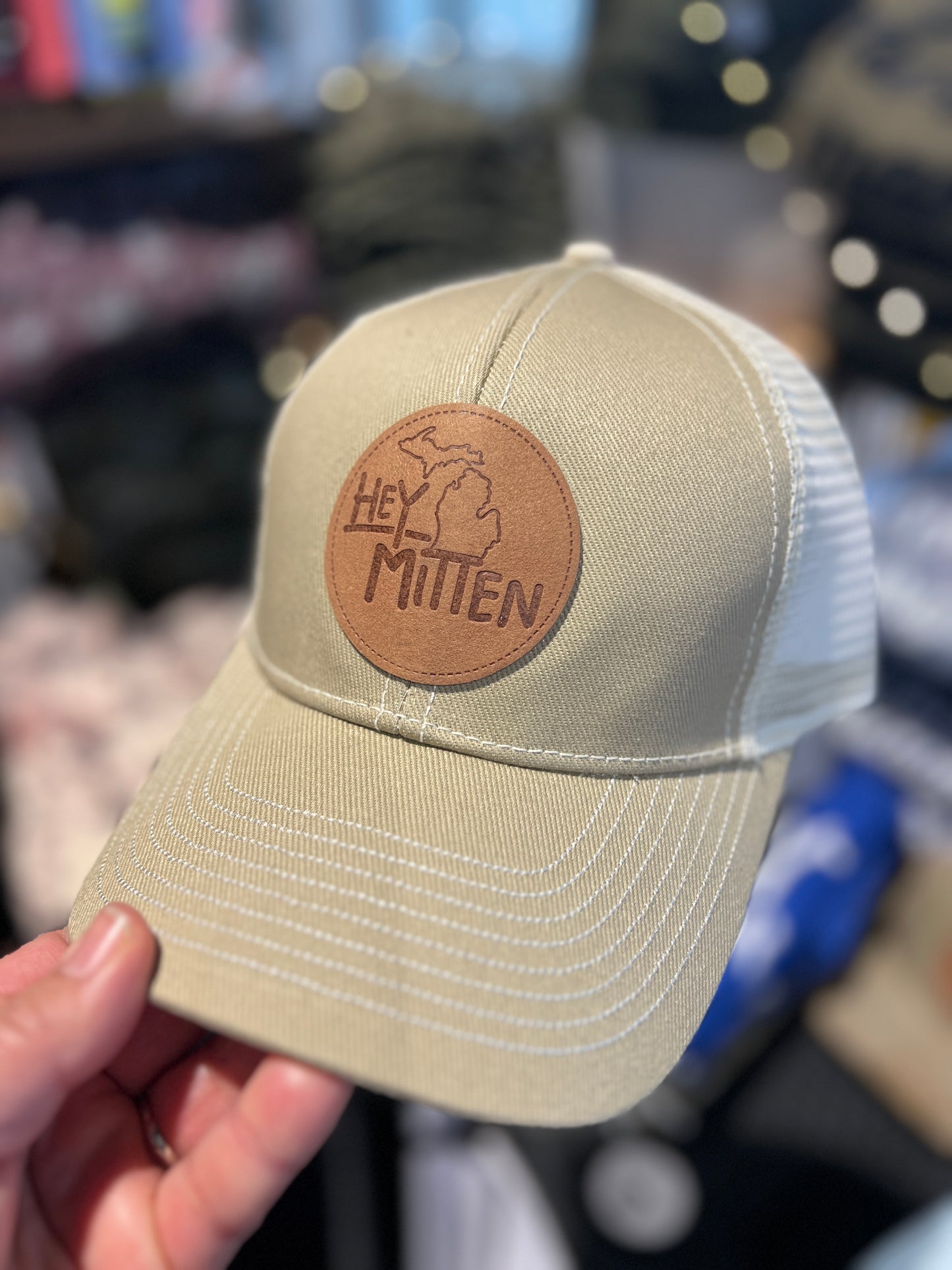 Hey Mitten Leather Patch Baseball Hat
