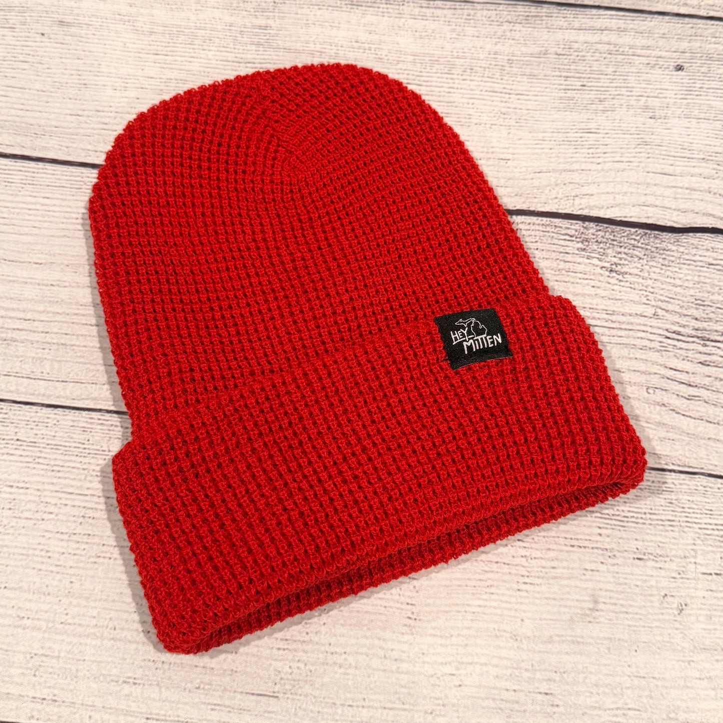 Hey Mitten Waffle Beanie