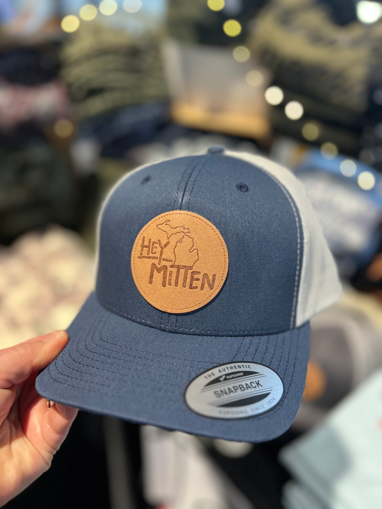 Hey Mitten Leather Patch Baseball Hat