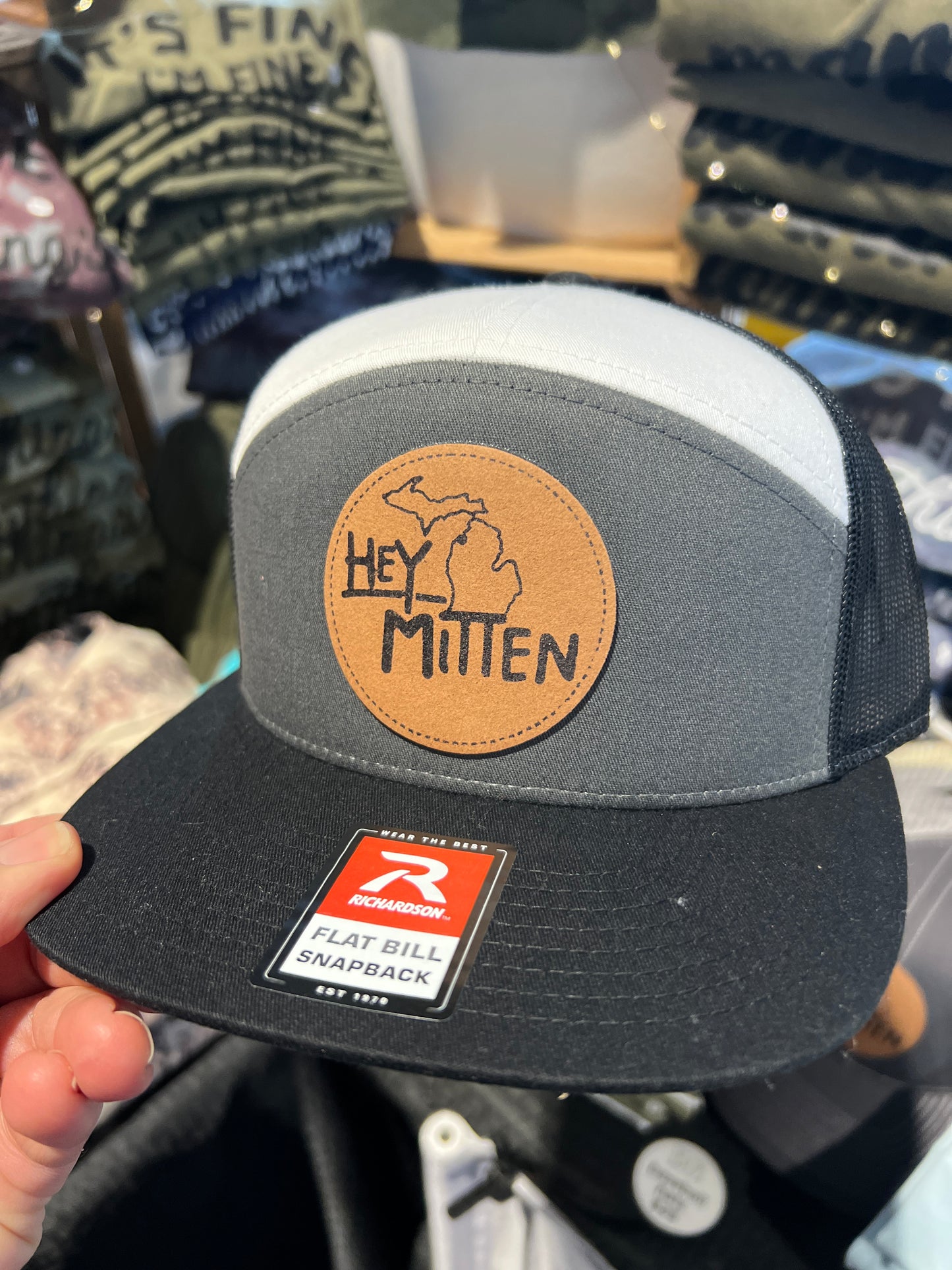 Hey Mitten Leather Flat Bill Hat