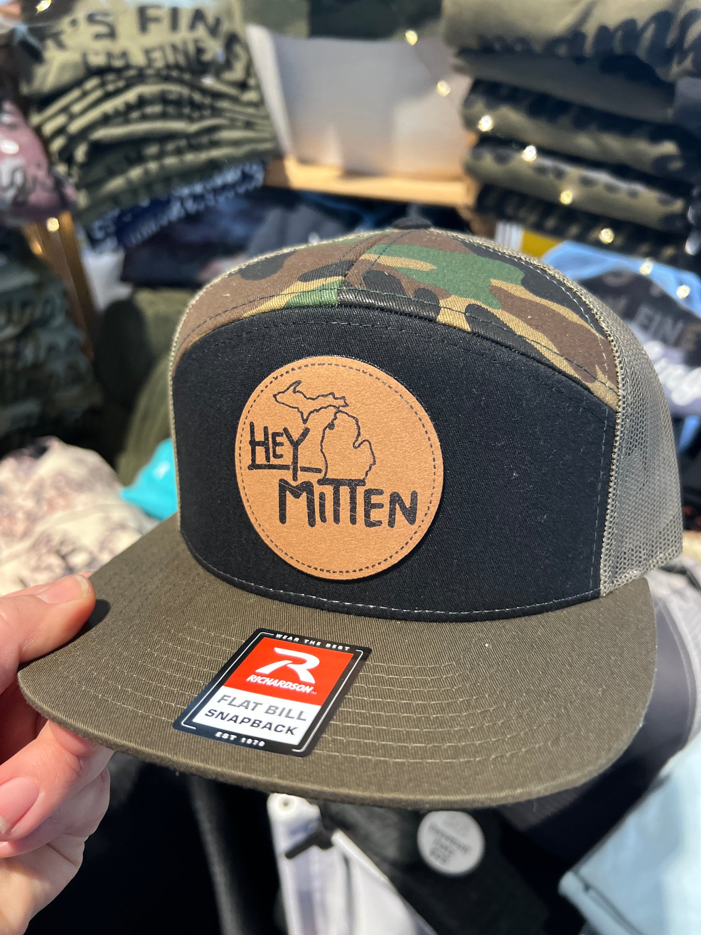 Hey Mitten Leather Flat Bill Hat