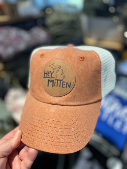 Hey Mitten Leather Patch Hat