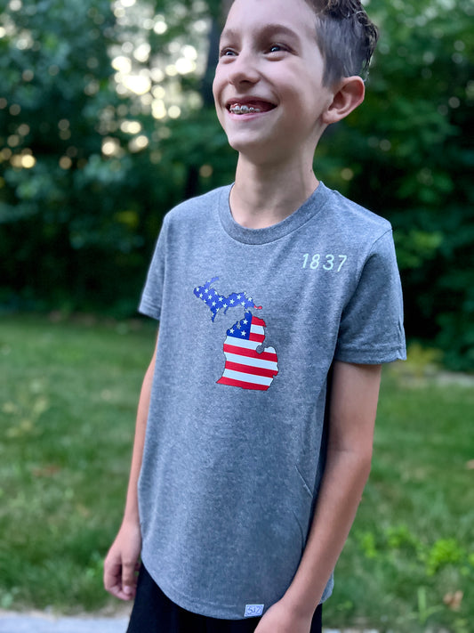 Michigan 1837 Flag Youth T-Shirt