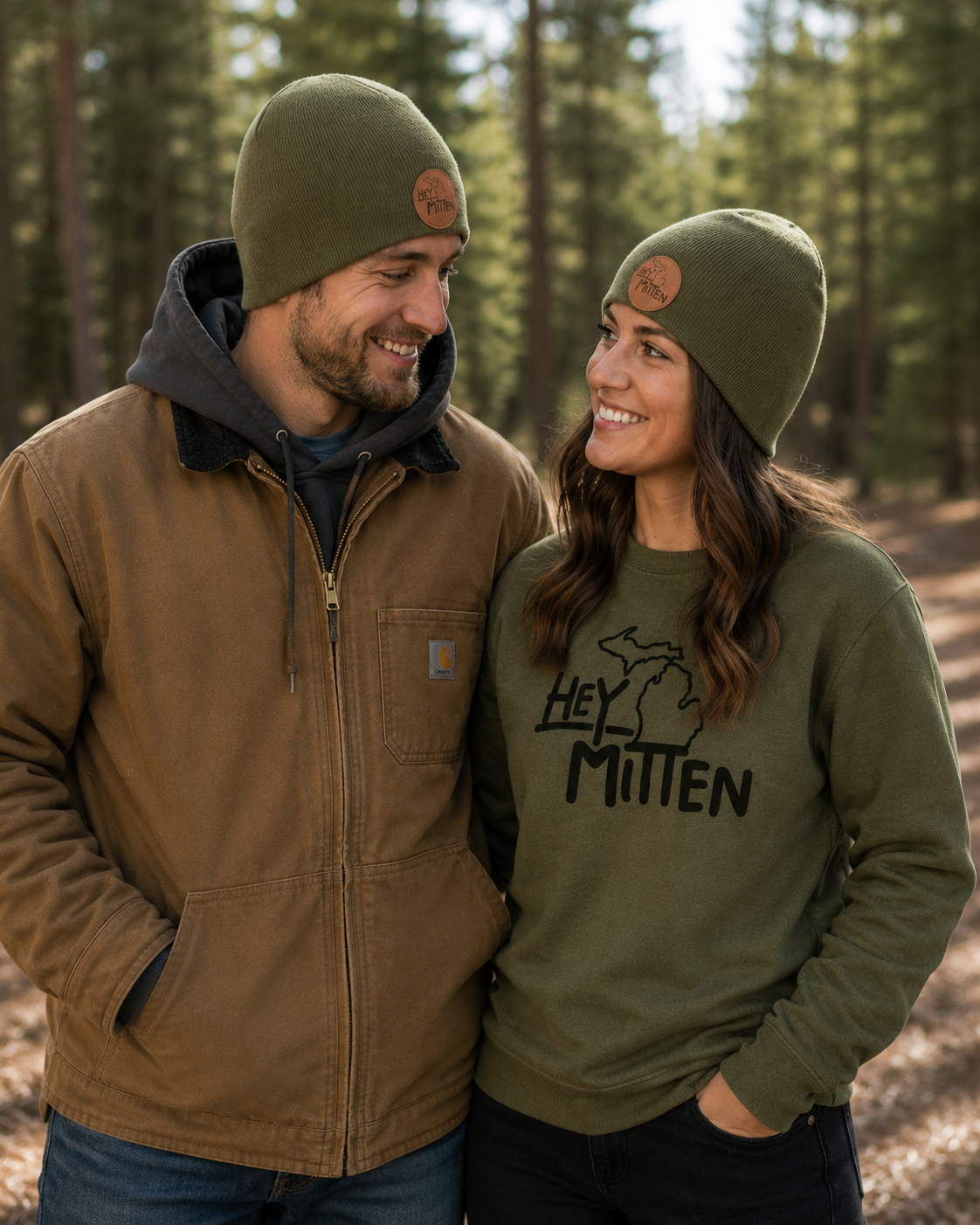 Hey Mitten Beanie Leather patch