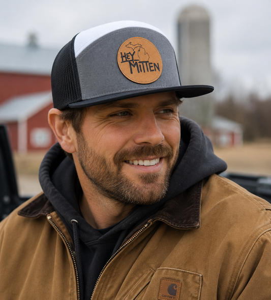 Hey Mitten Leather Flat Bill Hat