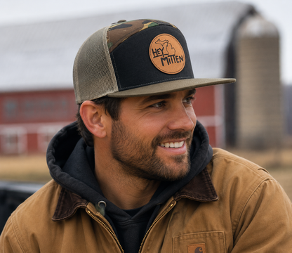 Hey Mitten Leather Flat Bill Hat