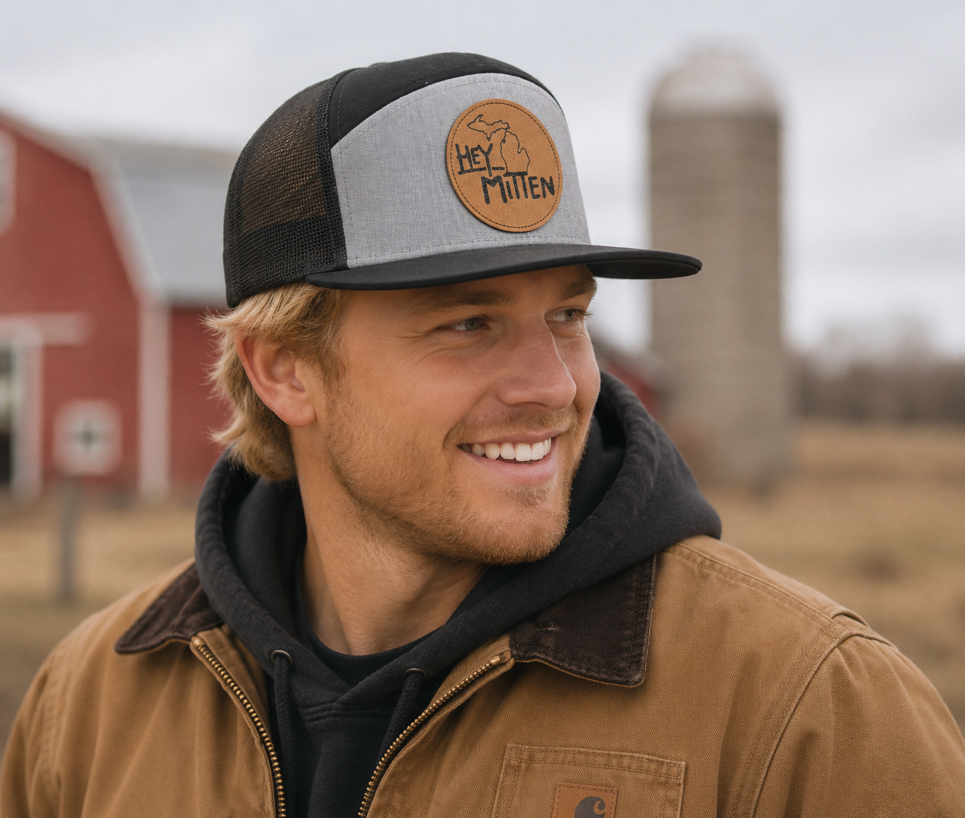 Hey Mitten Leather Flat Bill Hat