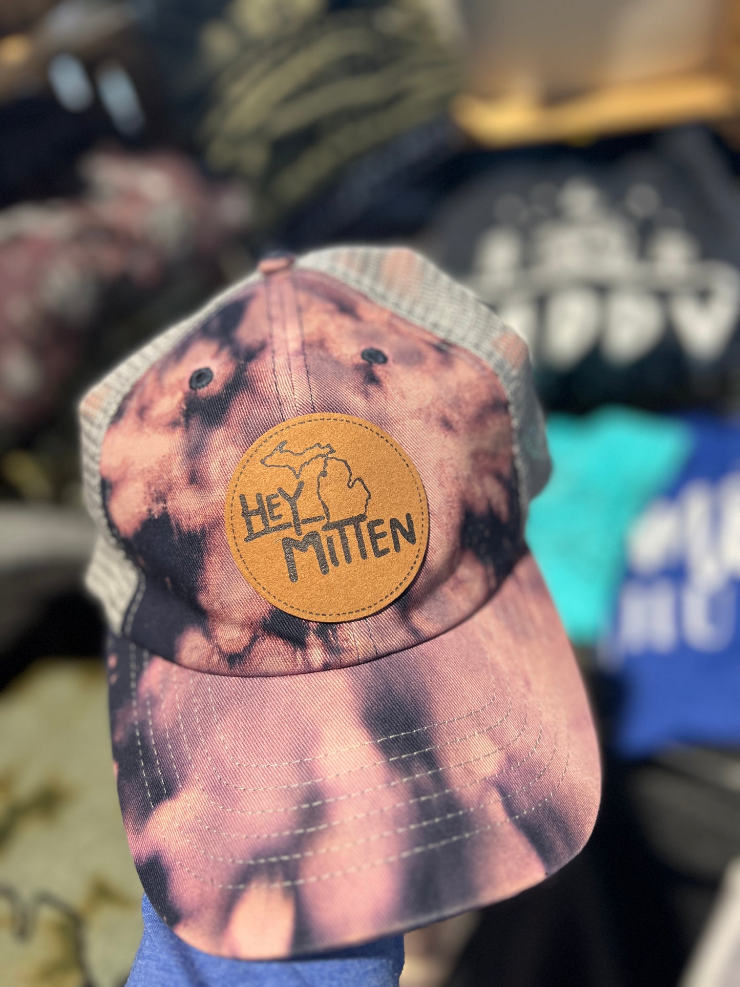 Hey Mitten Leather Patch Hat