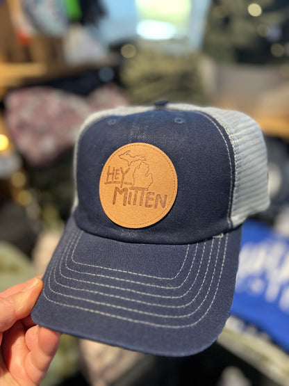 Hey Mitten Leather Patch Hat