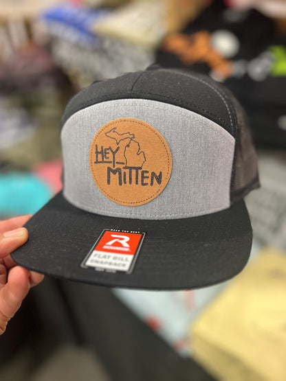 Hey Mitten Leather Flat Bill Hat