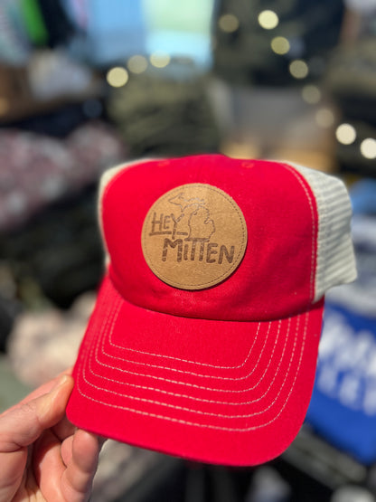 Hey Mitten Leather Patch Hat