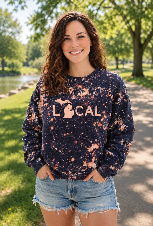 Northern Lights Bleached LOCAL Crewneck
