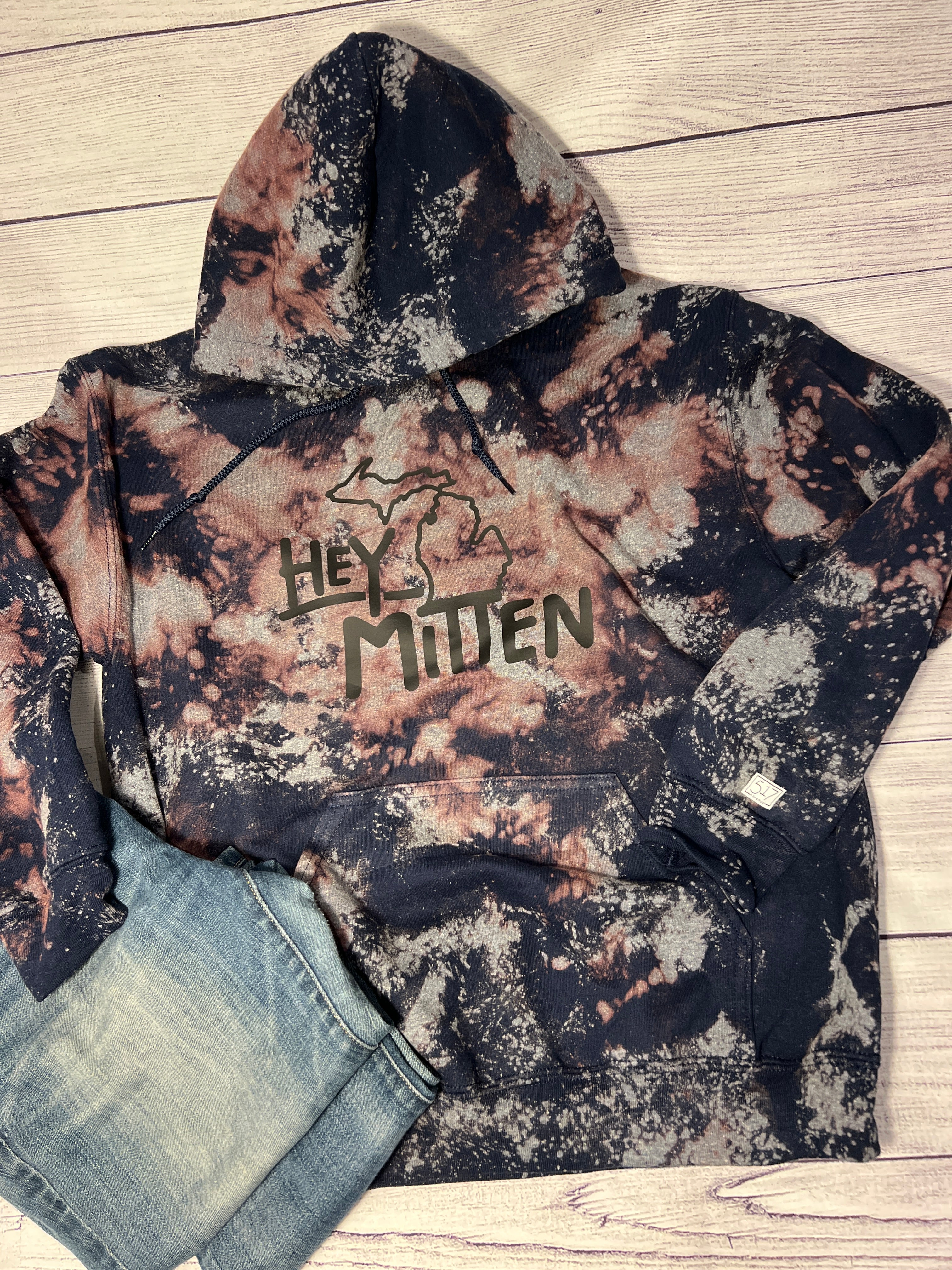 Hey Mitten Bleached Hoodie 517 Threads