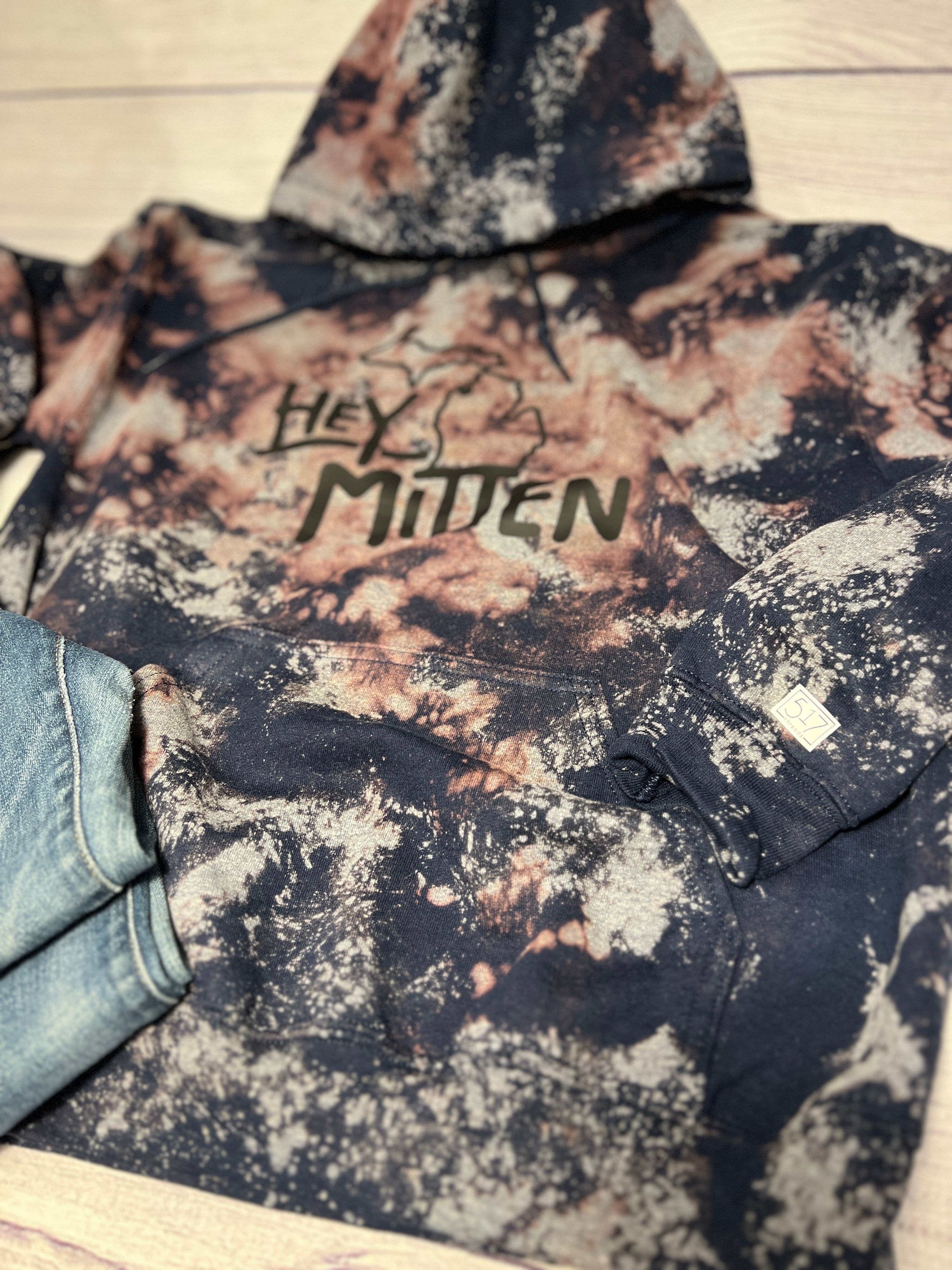 Hey Mitten Bleached Hoodie 517 Threads